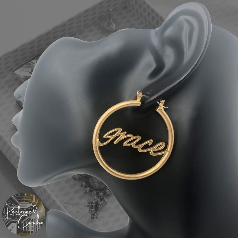 Matte Gold Grace Hoop Earrings